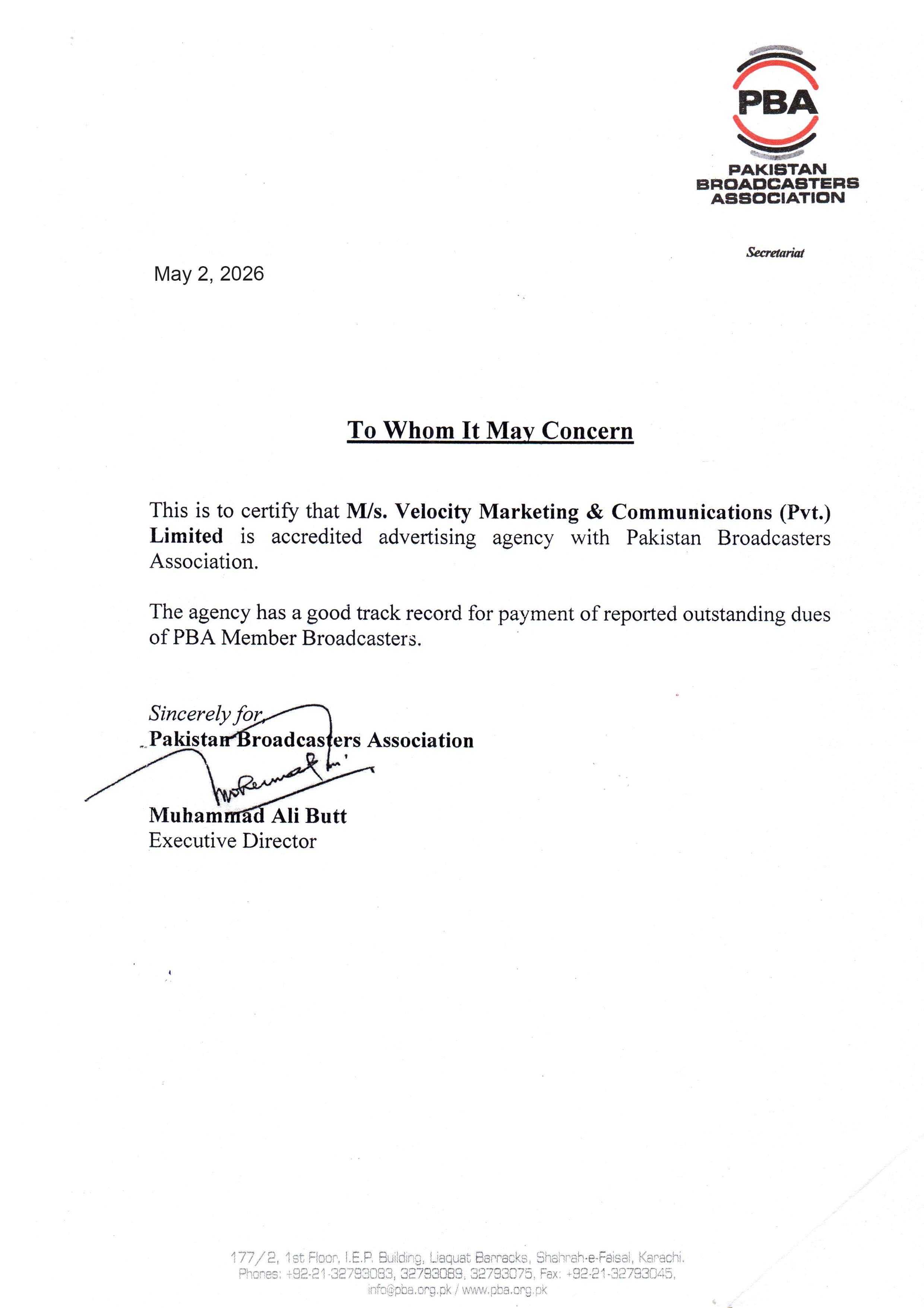 Accredation PBA